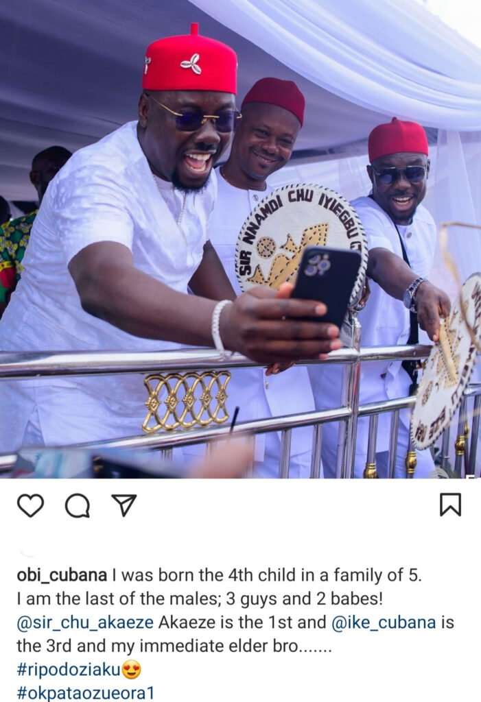 "I'm the last of the males," Obi Cubana shows off his elder brothers