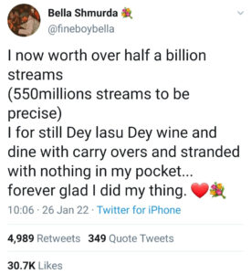 LASU urges Bella Shmurda to return, sit for his carry overs and earn his degree