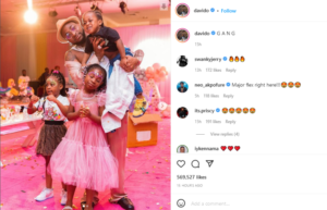 Davido poses with his three daughters in rare photo