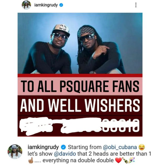 Like Davido, Paul Okoye drops acc number for donations to celebrate PSquare's birthday