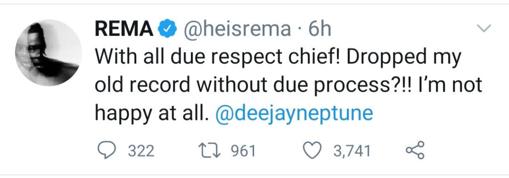"Don't ride on my humility" Rema attacks DJ Neptune; for releasing his old record without his permission