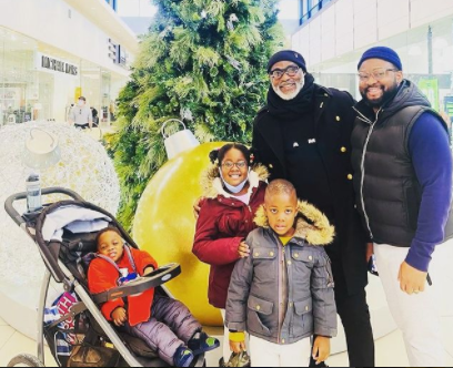 Lovely photo of veteran actor, Richard Mofe-Damijo, with his son and grandkids
