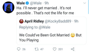 Nigerian-American rapper Wale reveals he won't be getting married