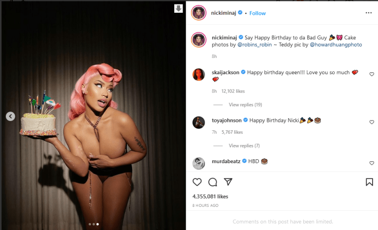 Nicki Minaj shares naked photos for 39th birthday photoshoot [18+]