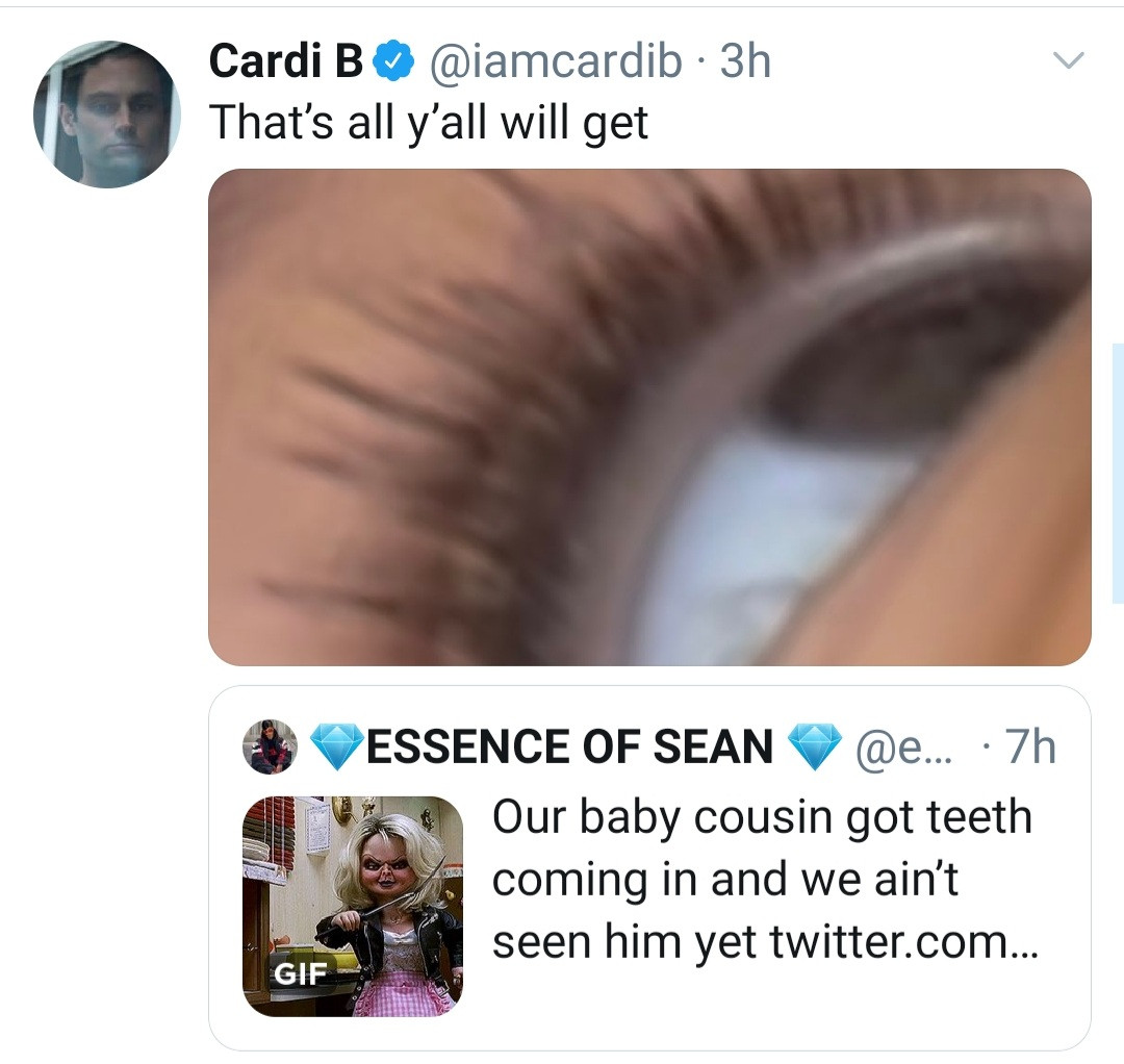 Rapper Cardi B shares first images of her son's face
