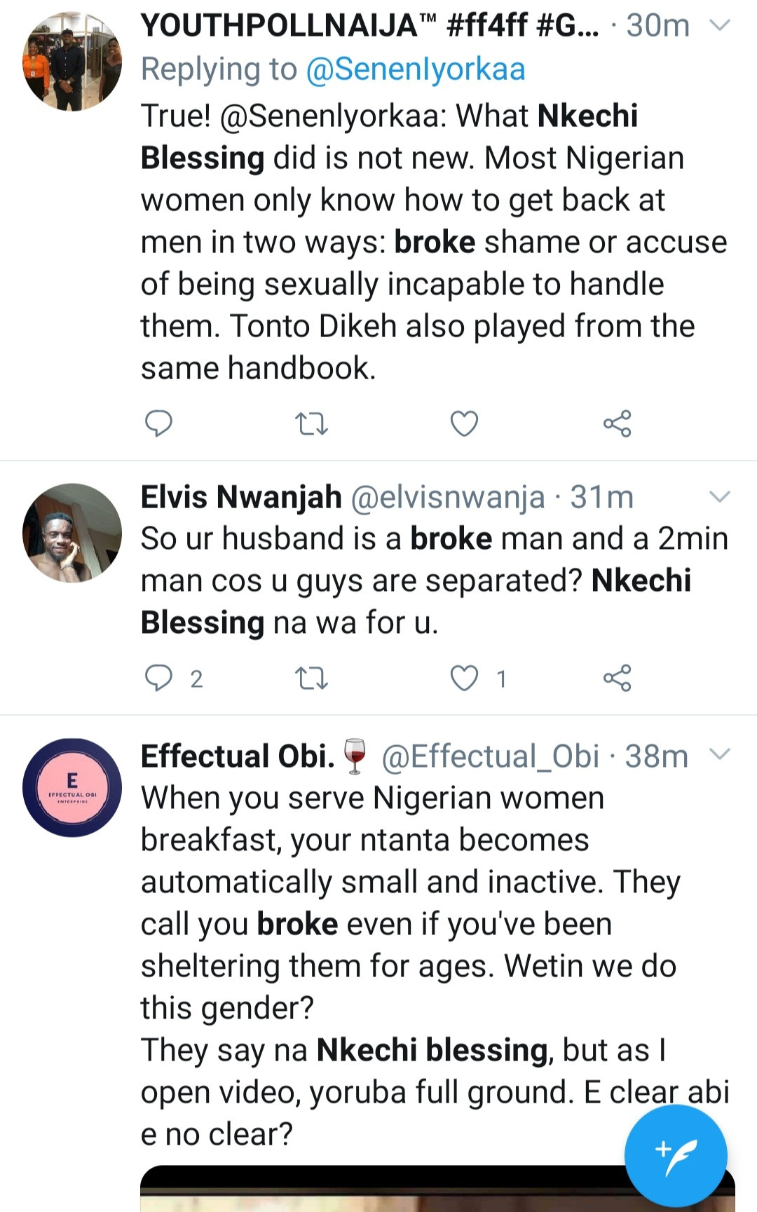 Social media users dig up old posts of all the times Nkechi Blessing Sunday and her man Opeyemi Falegan vowing never to leave each other