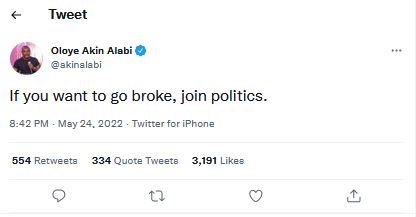 Nigerian politics will leave you broke – Akin Alabi