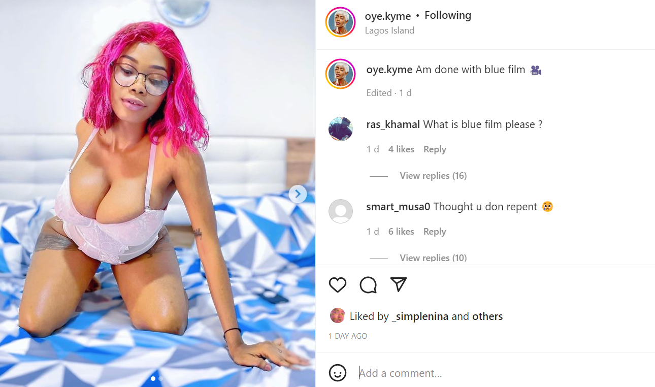 I won't be acting blue film anymore - Bobrisky's former aide, Oye says after sharing her s3x tape on a p0rn website