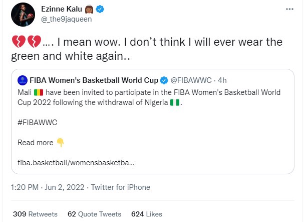 FIBA Throws D’tigress Out Of 2022 World Cup After FG’s Withdrawal