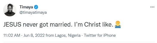 Jesus Never Got Married, I’m Christ Like – Timaya