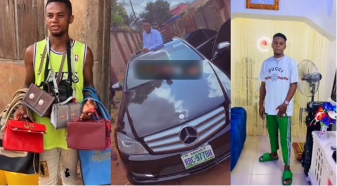 Nigerian man that sold bags celebrates now being a Benz owner