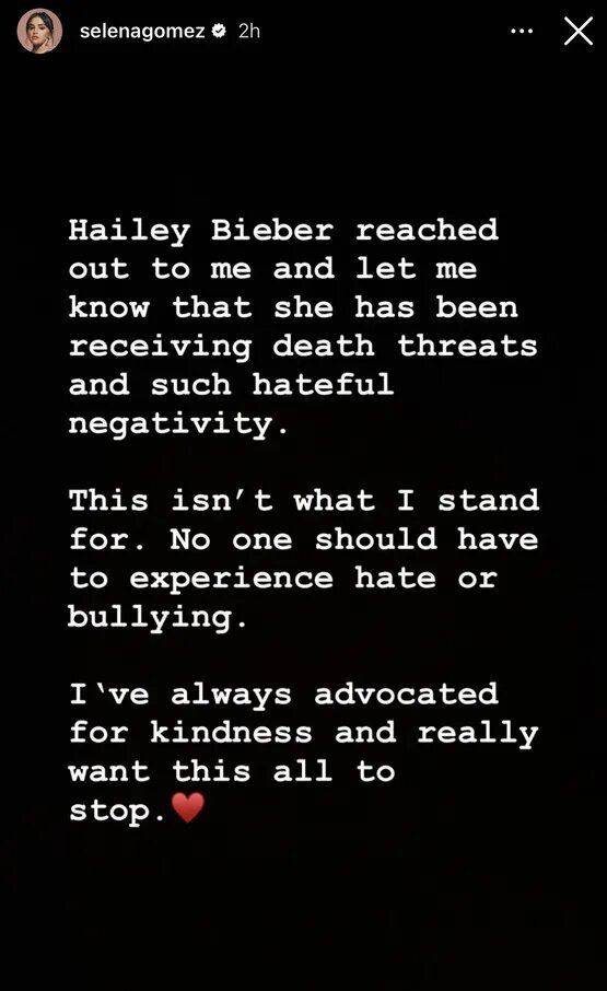 Selena Gomez Demands End To Hailey Bieber Rivalry After Death Threats