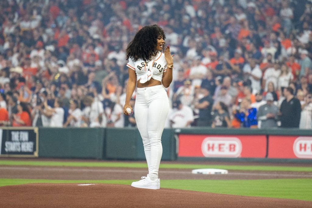 Megan Thee Stallion Throws First Pitch At Astros Game